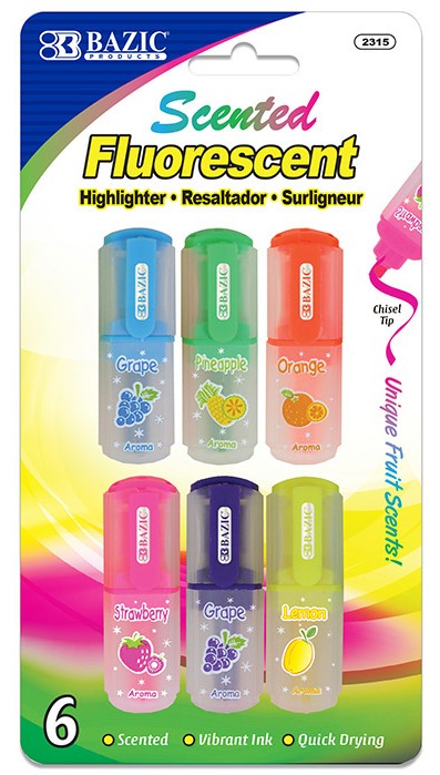 2315-BAZIC Fruit Scented Mini Highlighters 6/PK 24/IC 144/C *
