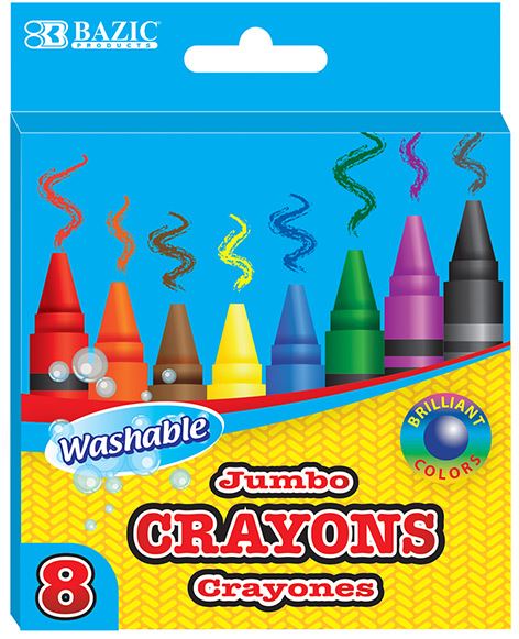 2539-BAZIC 8 Color Washable Premium Jumbo Crayons