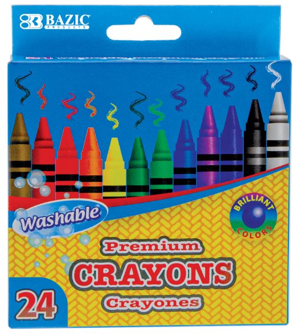 2530-BAZIC 24 Color Washable Premium Crayons