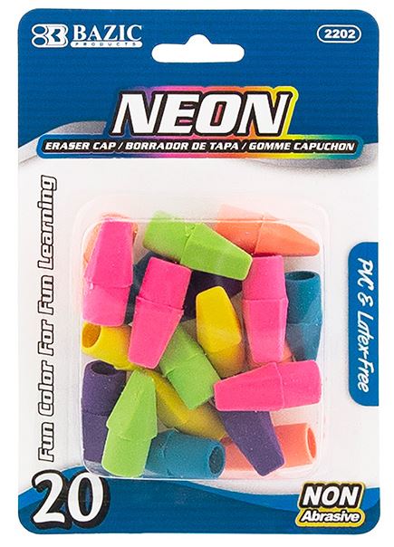 2202-BAZIC Neon Eraser Top (20/Pack) 24/IC 144/C