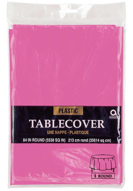 37838-TABLE COVER 84'' ROUND HOT PINK