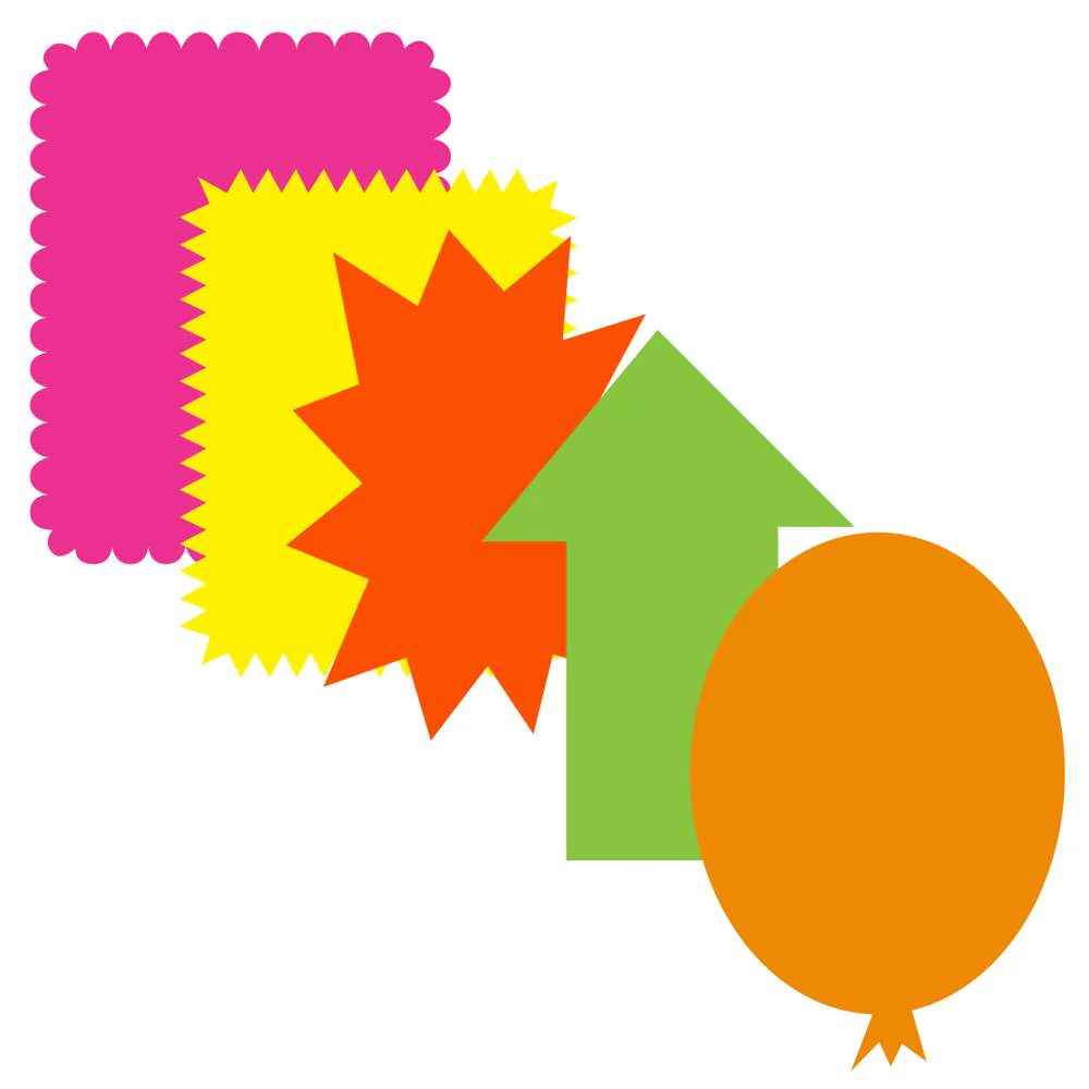 5059-BAZIC FLOURESCENT PRE-CUT POSTER BOARD SHAPES 5/PK