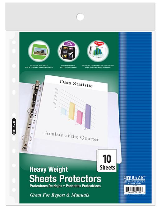 2132-BAZIC HEAVYWEIGHT TOP LOADING SHEET PROTECTORS 10PK 24/IC 144/C *
