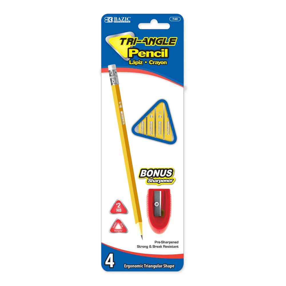 740-BAZIC 4 #2 TRIANGLE YELLOW PENCIL W/ SHARPENER 24/IC 144/C *
