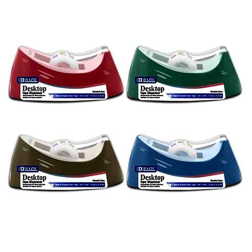 942-A BAZIC 1'' Core Heavy Duty Desktop Tape Dispenser w/ 3/4"x250" Tape Refill 12/C