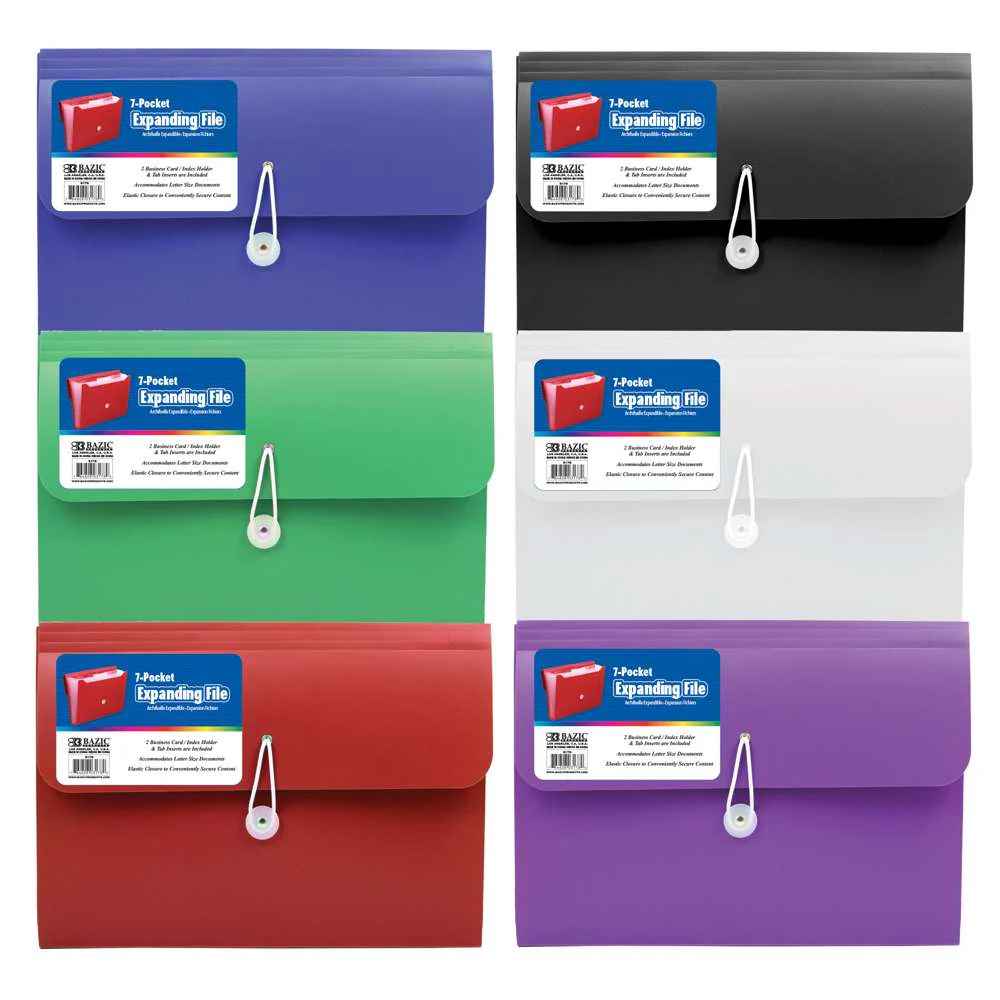 3178-BAZIC 7-POCKET LETTER SIZE POLY EXPANDING FILE 12/C *