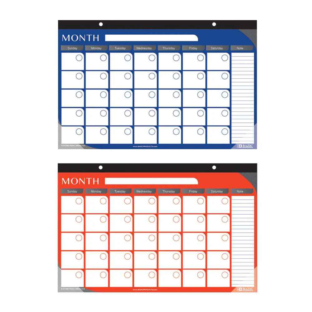 599-BAZIC 11''x17'' UNDATED 12 MONTHS DESK PAD CALENDAR 48/C *