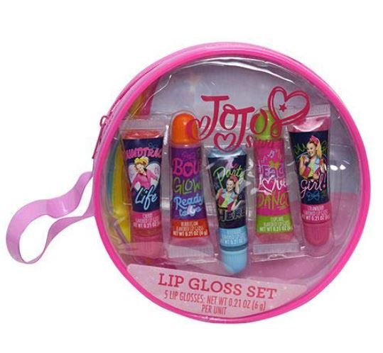 JJ03056-Jojo Siwa 5pk Lip Gloss in Round PVC bag