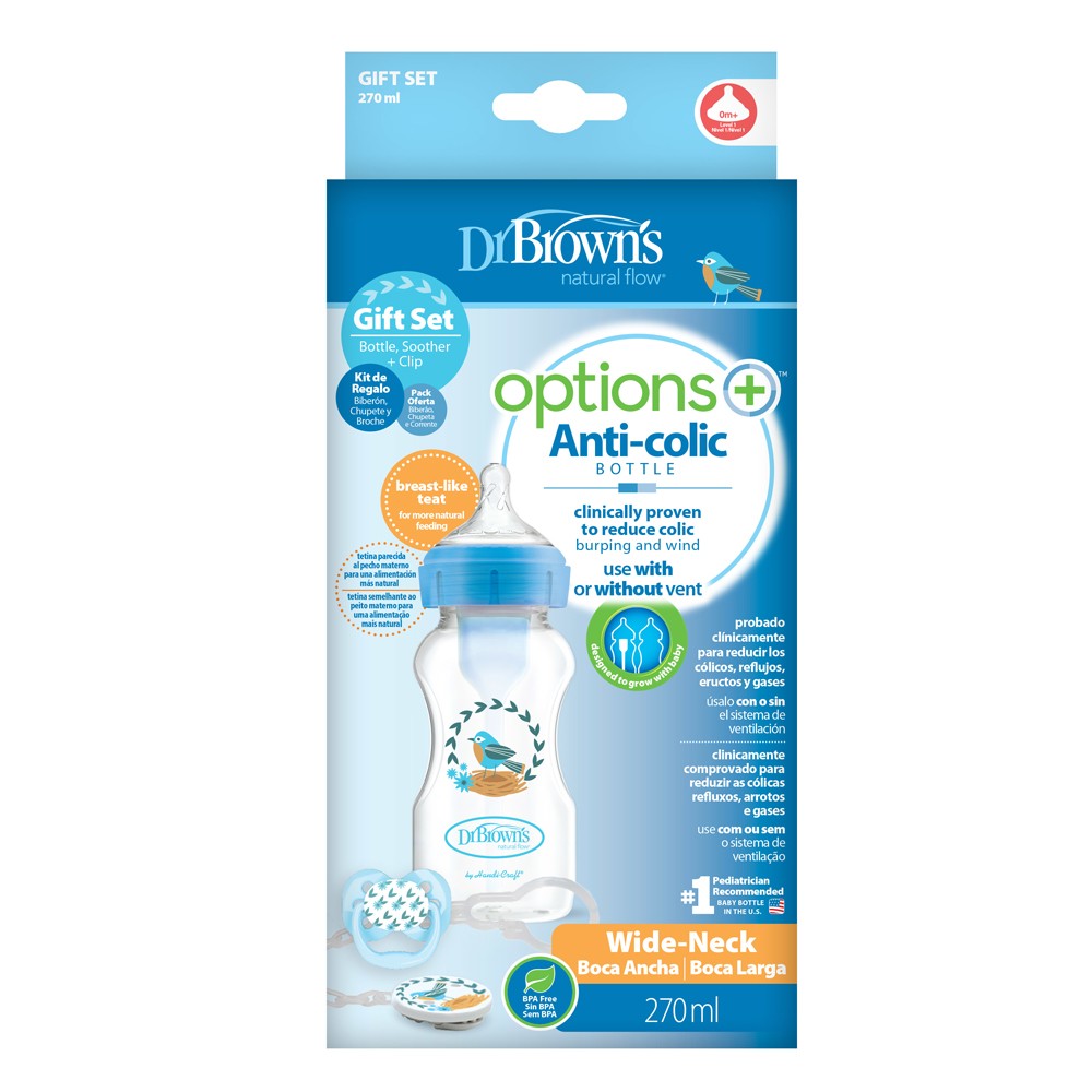 WB91612-INTLX WIDE NECK OPTIONS BOTTLE SOOTHER GIFT SET BLUE