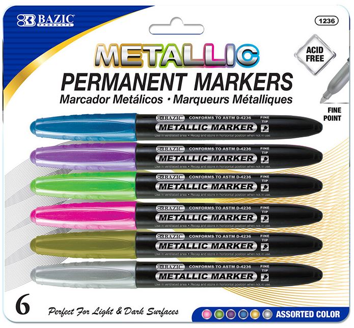 1236-Bazic 6 Metallic Markers 12/IC 72/C *