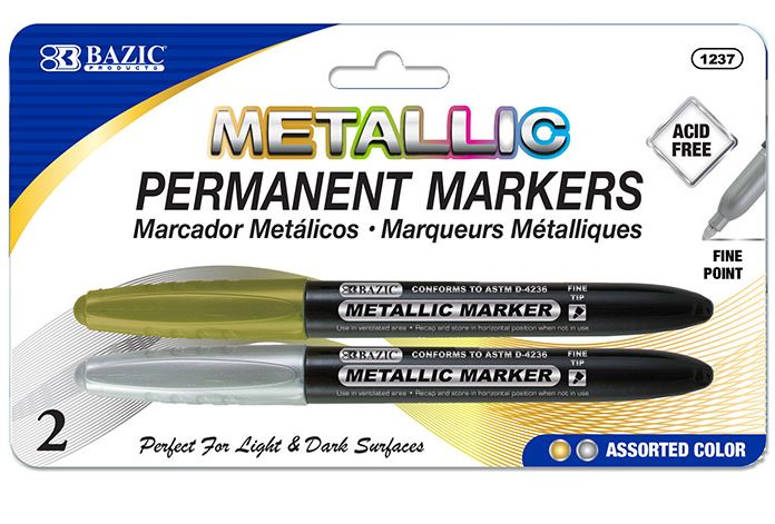 1237-Bazic Silver &amp; Gold Metallic Markers 2PK 24/IC 144/C *