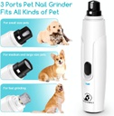 Bonve Pet Dog Nail Grinder, Wireless 2-Speed Electric Cat Nail Clippers Rechargeable