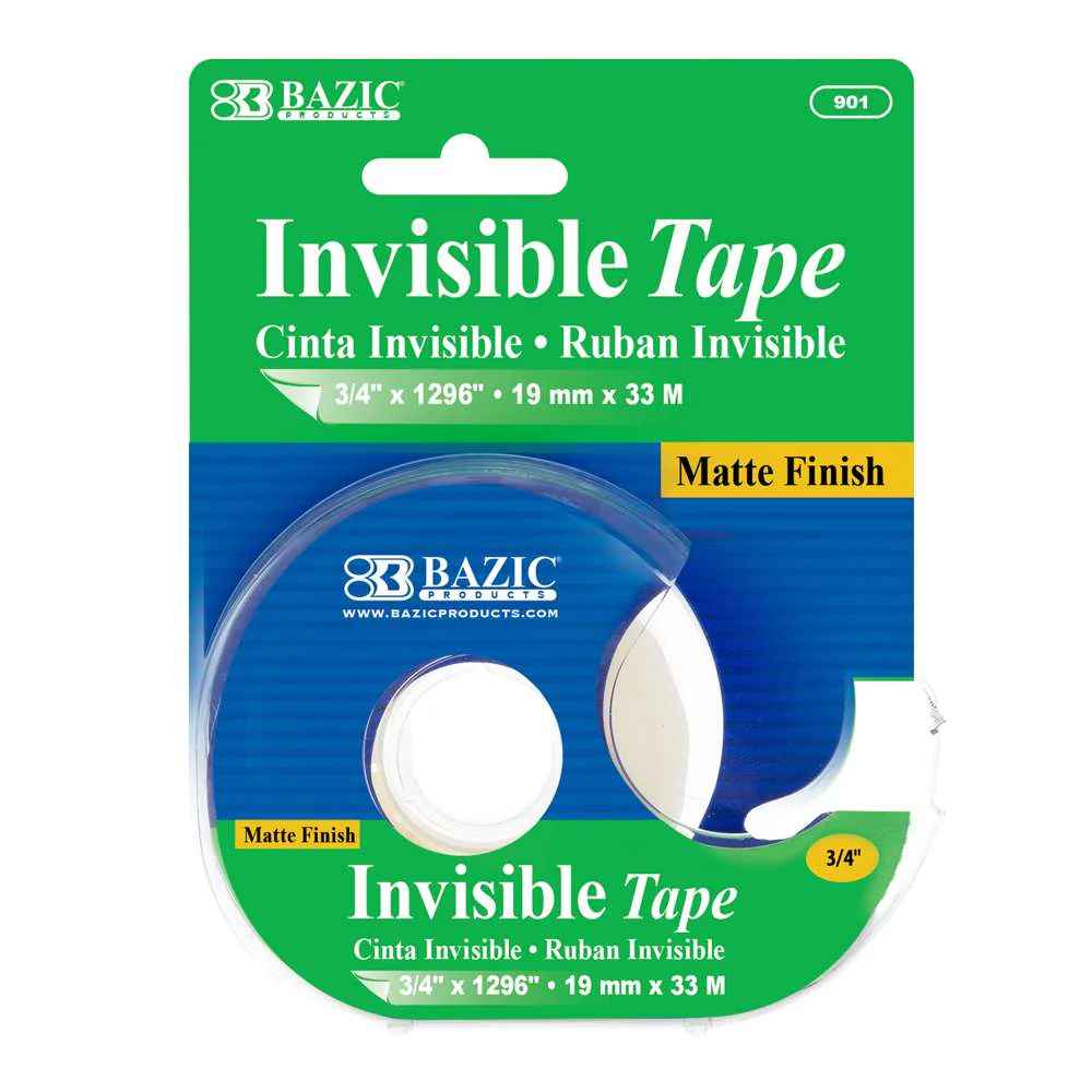 901-BAZIC 3/4" x 1296" Invisible Tape w/ Dispenser
