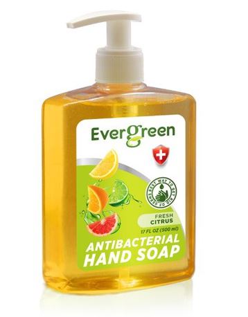 EverGreen Citrus Antibacterial Hand Soap 12x17 fl oz. Bottle w/ Pump