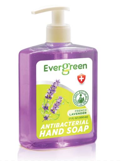 EverGreen Lavender Antibacterial Hand Soap 12x17 fl oz. Bottle w/ Pump