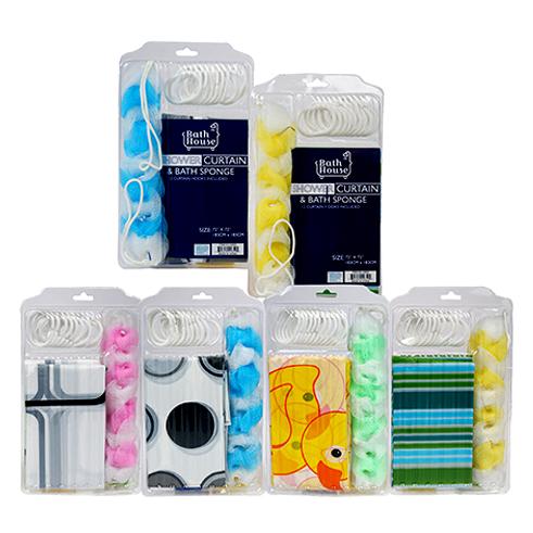 42650-SHOWER CURTAIN SET 72'' 4AST/DES