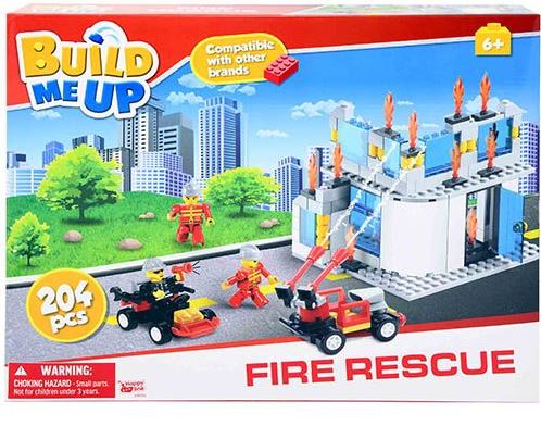 640156-Fire Rescue Build me up 204 pc Block set in color box