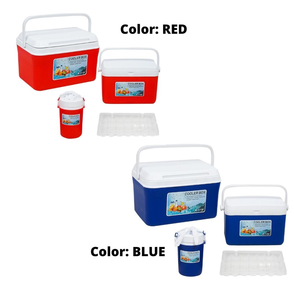 32604/32605 COOLER SET 4pc RED PLASTIC / 4pc BLUE PLASTIC
