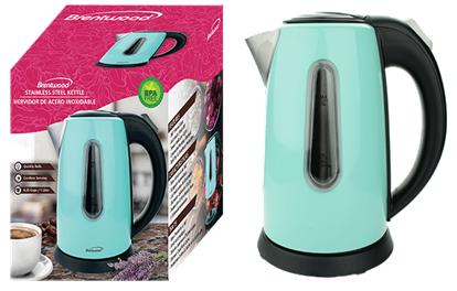 KT-1710BL  1QT ELECTRIC STAINLESS STEEL KETTLE BL/BLK 8/C