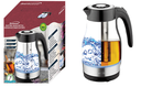 KT-1962BK  1.9QT GLASS KETTLE WITH TEA INFUSER BLK 6/C