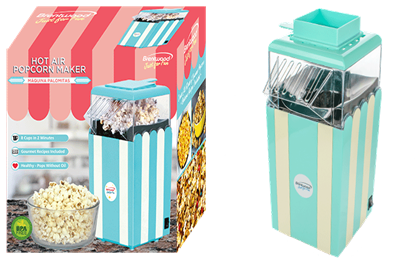 PC-488BL  8 CUP STRIPPED POPCORN MAKER BLUE 6/C