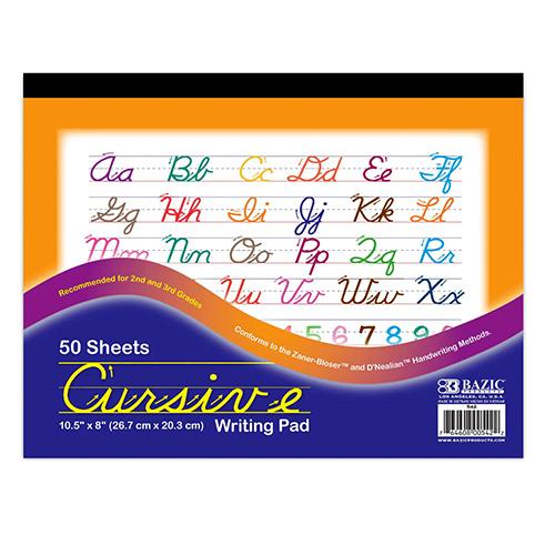 542-BAZIC 50ct. 10.5x8 Cursive Writing Pad 48/PK