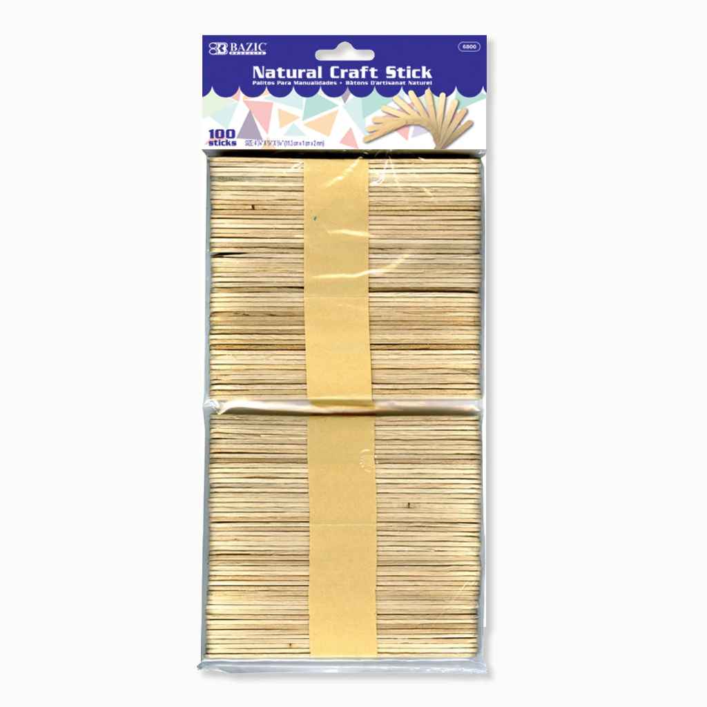 6800-BAZIC Craft Stick Natural 100Pk, 24IC/72C