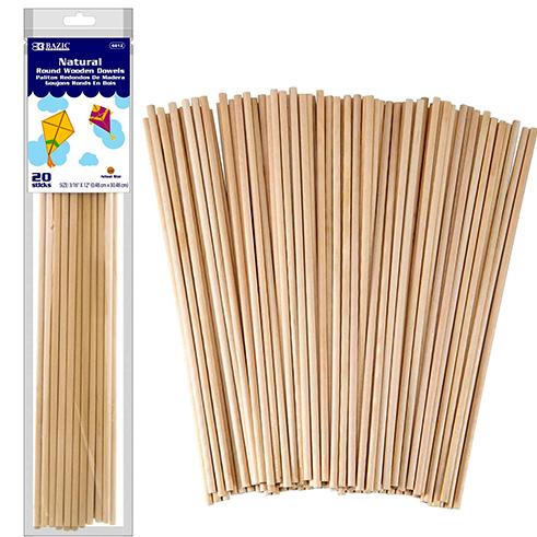 6812-BAZIC 3/16 x 12 Round Natural Wooden Dowel (20/bag)
