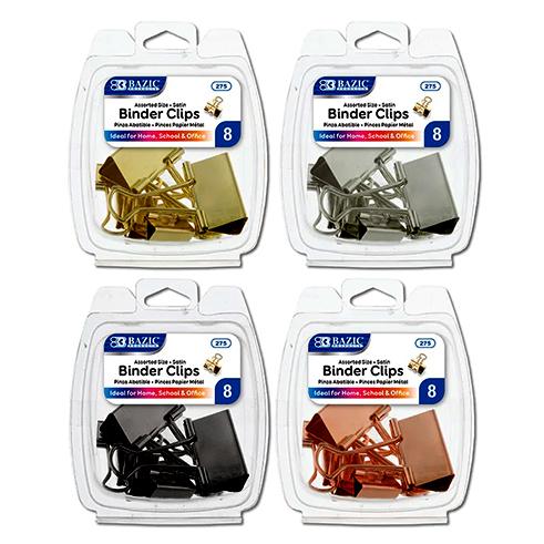 275-BAZIC Assorted Size Satin Binder Clip (8/pack)