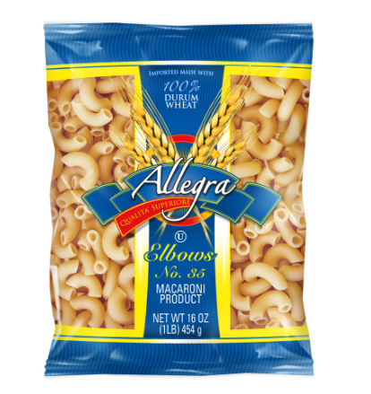 10023 ALLEGRA PASTA 16 OZ ELBOW/20CS