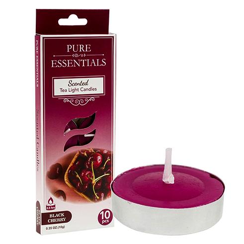 37990-CANDLE TEALIGHT,10PK BLACK CHE 12/PK