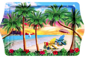 67044 - PALMS CHAIRS 10X6" TIN TRAY