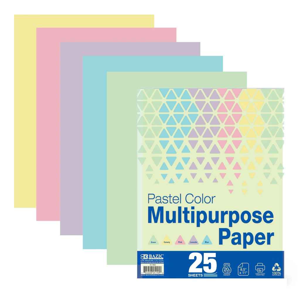 5190-BAZIC 25ct. pastel color multipurpose paper