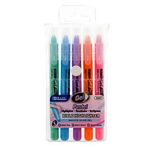 2347-BAZIC 5 Pastel Gel Highlighter 24bx/144c
