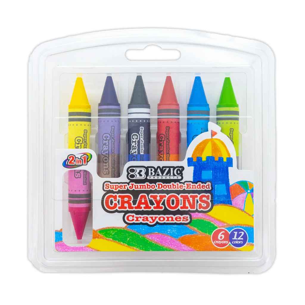 2520-BAZIC 12 Color Double-Ended Premium Super Jumbo Crayon 24bx/72c