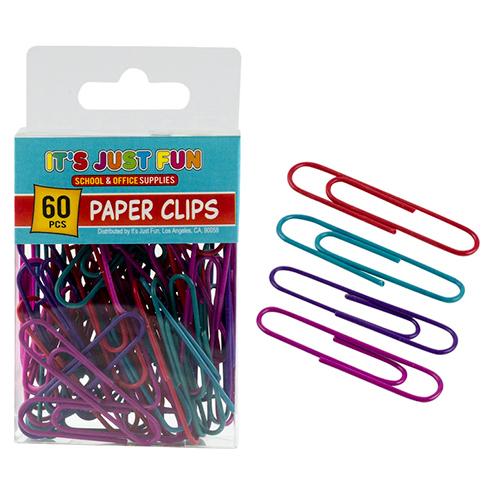 67777-PAPER CLIPS,60pc 1.9" COLRFUL