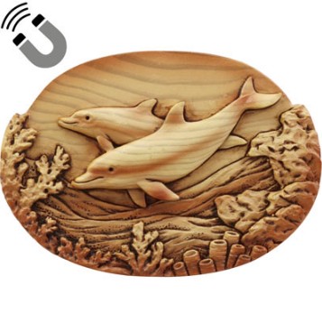 11601 - DOLPHIN WOOD LOOK HORIZ/OVAL RESIN MAG