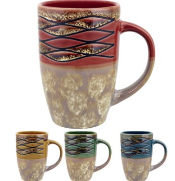 59139 - DRIP/GLAZE LATTE LINES 18oz.MUG 4AST/COL