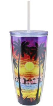 79324 - PALM SUNSET 24 OZ. PLSTC DBL WALL TUMBL