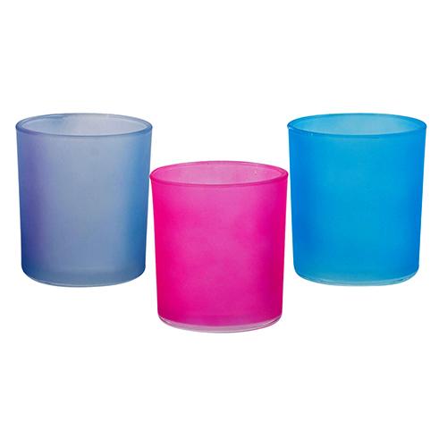 91399-CANDLE HOLDER,3"H GLASS FROSTE