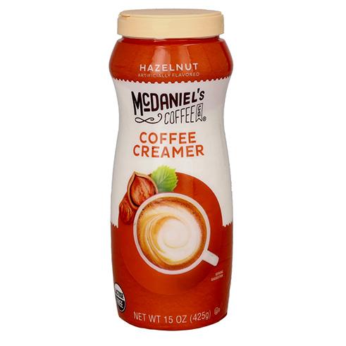 34261 MCDANIELS COFFEE CREAMER HAZELNUT 15 OZ 12/PK