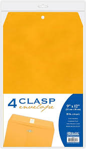 8241-BAZIC 9x12 Clasp Envelope, 4/Pk