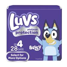 99871 LUVS PLATINUM S4 JUMBO BLUEY 28 CT 4/PK