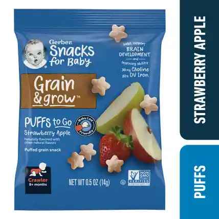 93165 GERBER PUFFS TO GO STRW/APPL 0.5 OZ 12/PK
