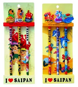 [000489] PL-9(3PK) I love Saipan Souvenir Gift Pencil set -3pack