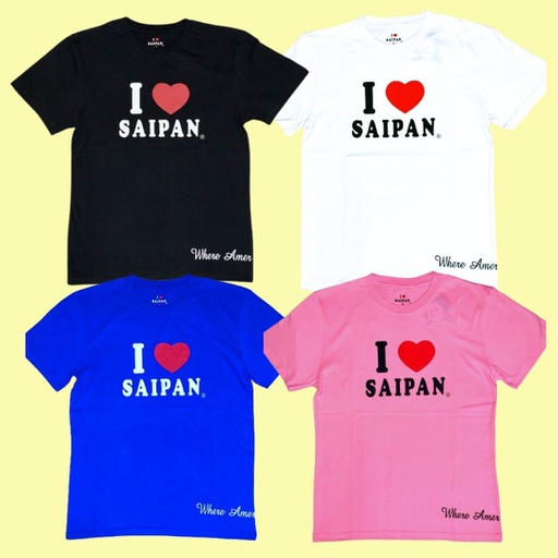 [000905] TS-002A T-Shirt Adult w/I Love SAIPAN (Style B. Asstd. Color