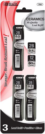 [281613] 793-24 BAZIC 12 CT 0.55 MM CERAMICS HIGH-QUALITY MECHANICAL PENCIL LEAD 3PK 24/IC 288/C *