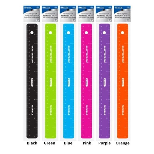 [284872] 315 BAZIC 12 (3Omm) SHATTERPROOF FLEXIBLE RULER 24/IC 288/C *
