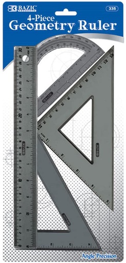 [284883] 335 BAZIC 4-PIECE GEOMETRY RULER COMBINATION SETS