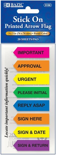 [297628] 5156-24 BAZIC 20CT. 0.5x1.7 PRINTED ARROW FLAGS 8PACK
